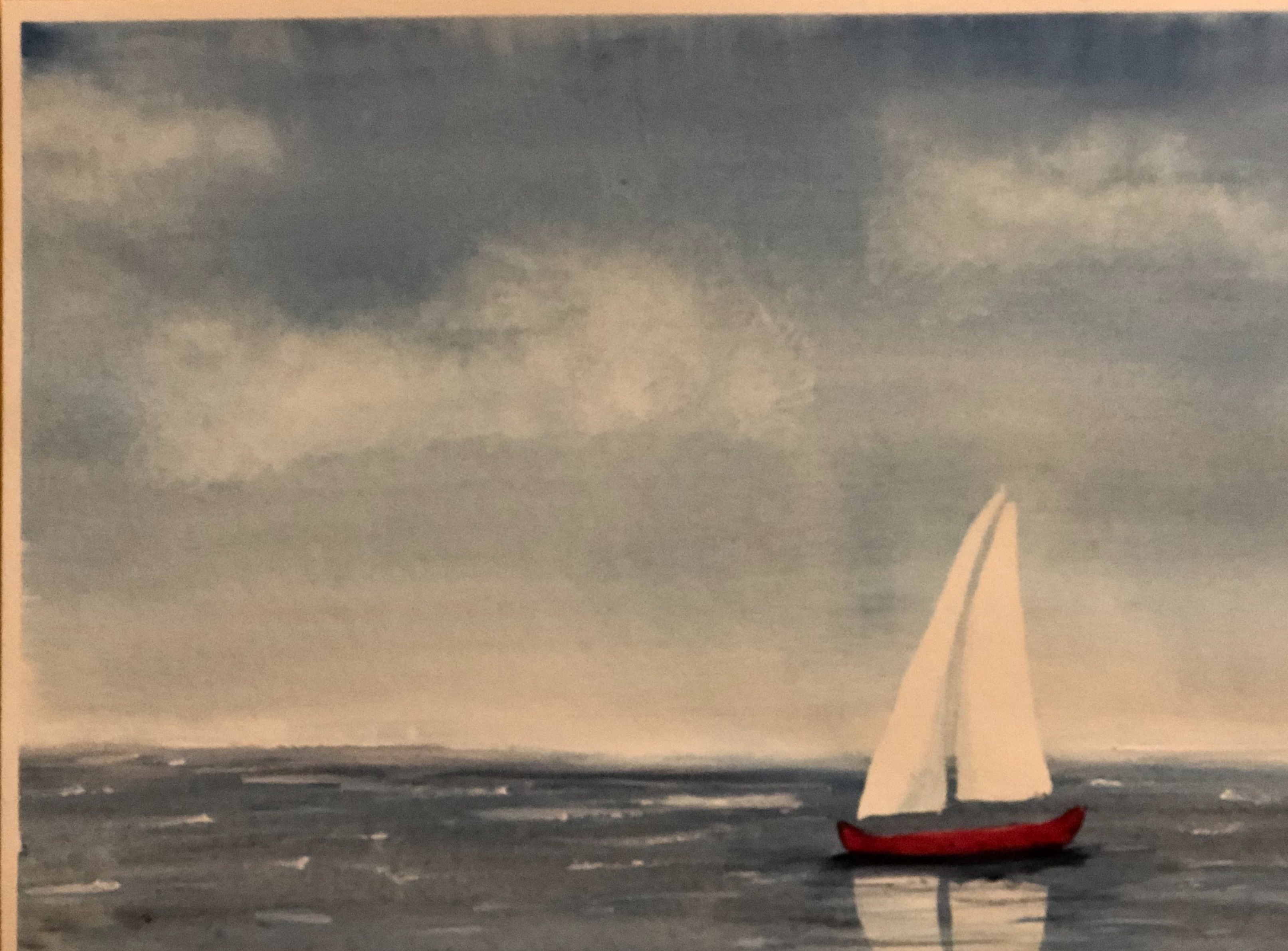 Boat on water, watercolor, Rachel Rehm