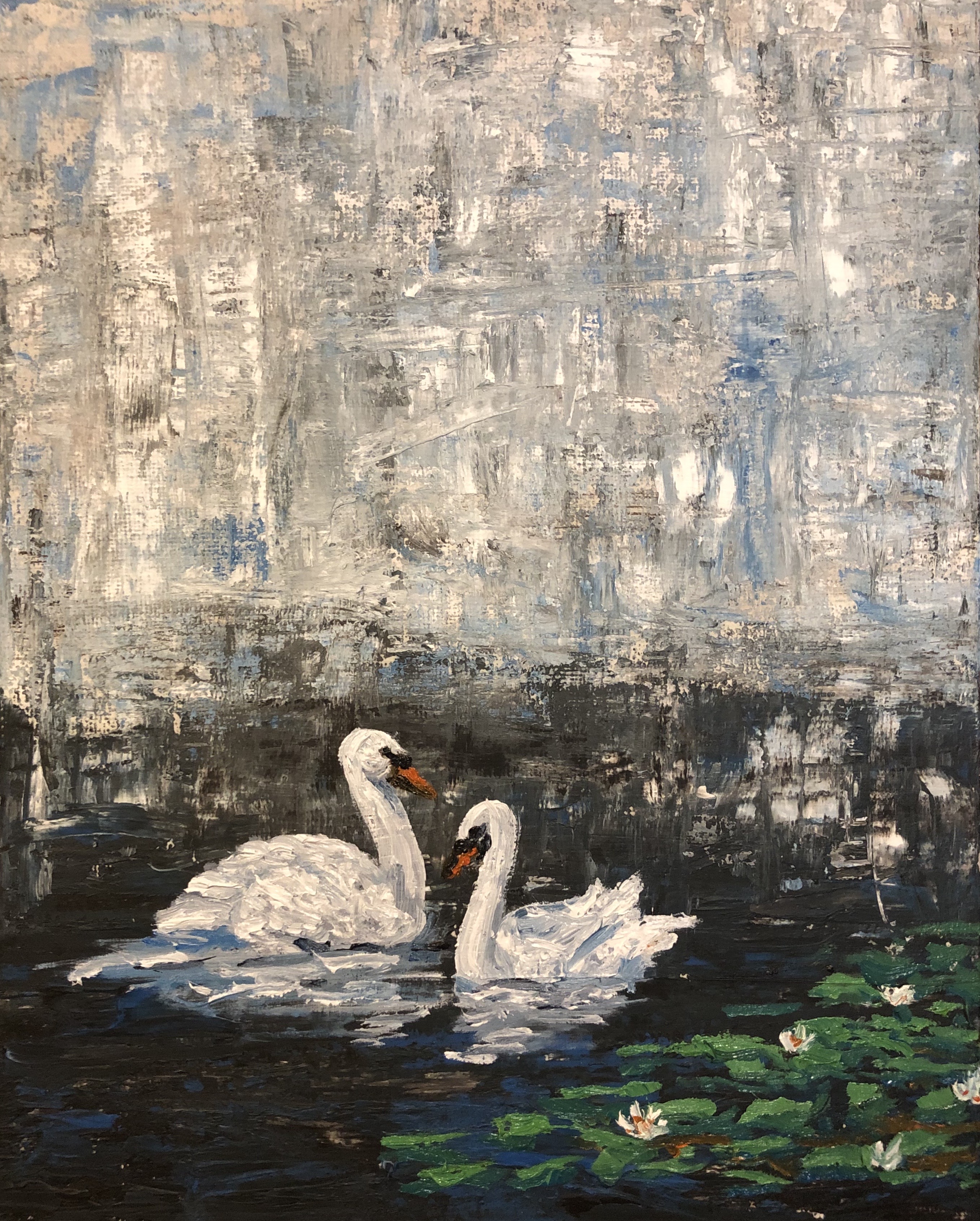 Two Swans, 2019, by Rachel Rehm