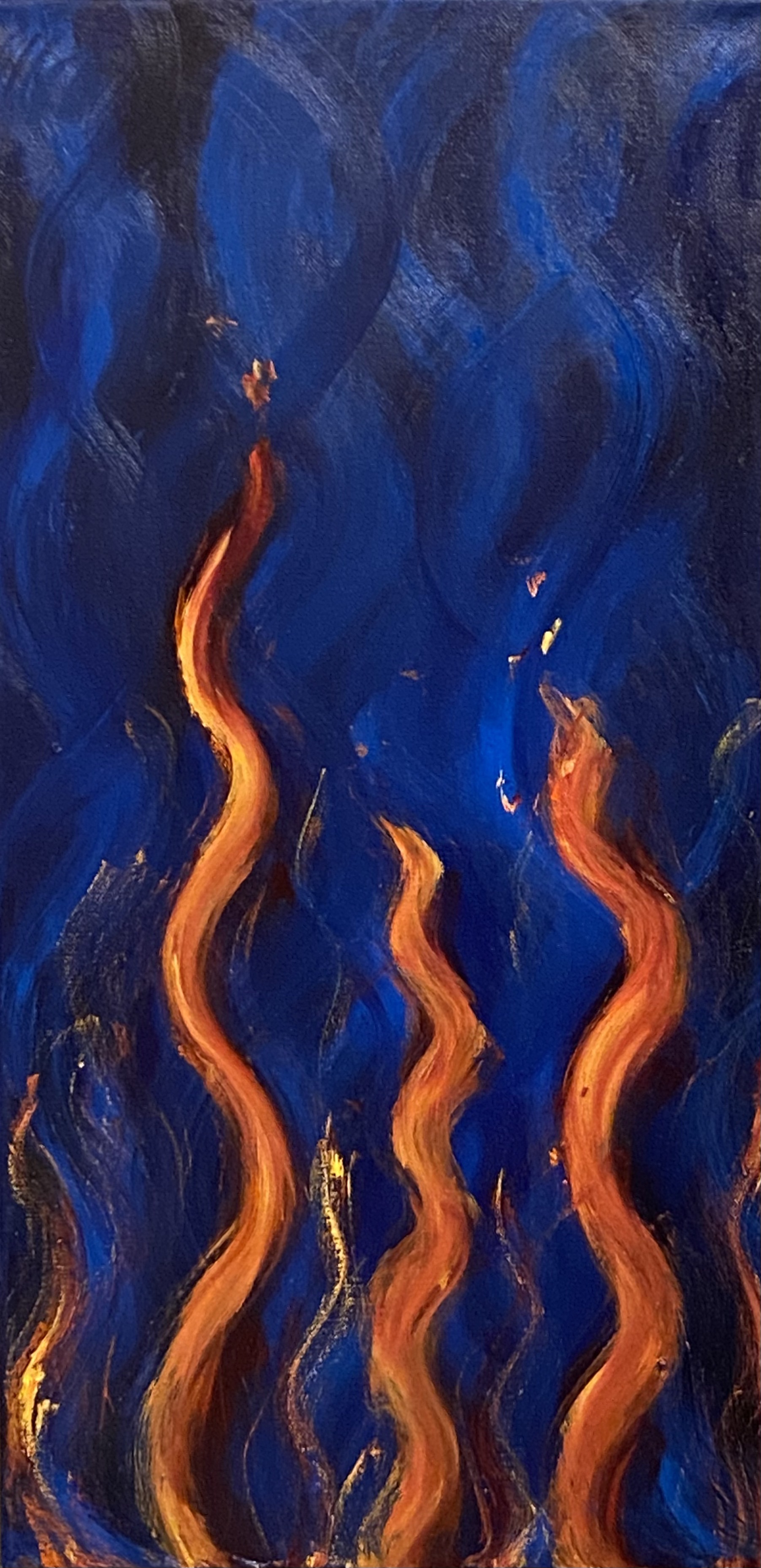 Flames on Blue by Rachel Rehm